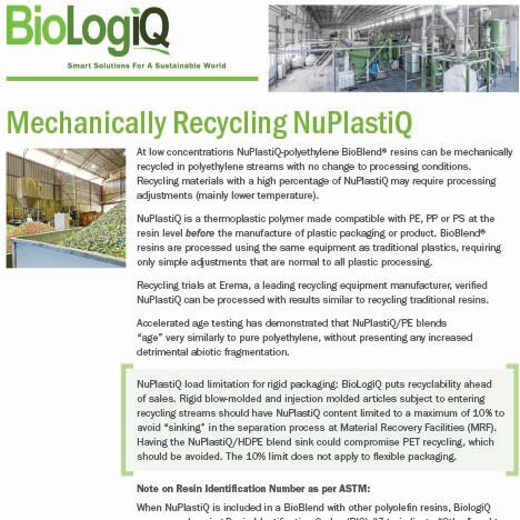 Mechanically Recycling NuPlastiQ