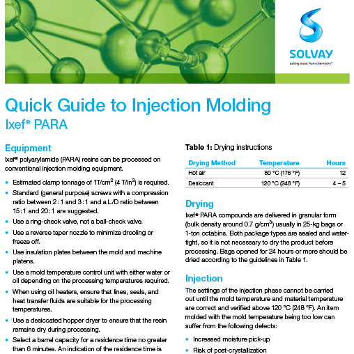 Ixef Para Injection Molding Guide