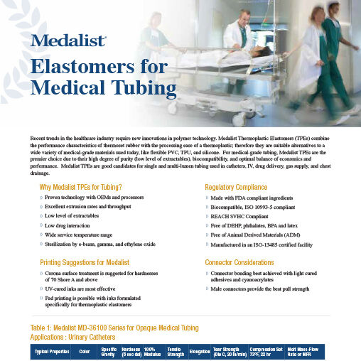 Medalist Elastomers for Medical Tubing