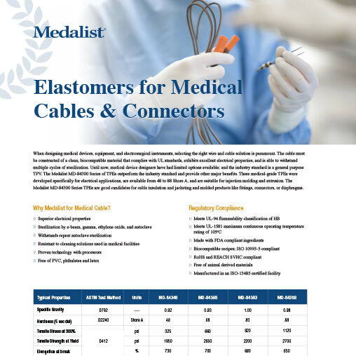 Medalist Elastomers for Medical Cables & Connectors