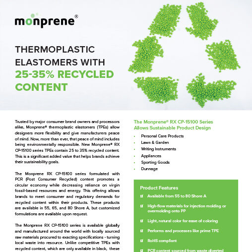 Monprene TPE with up to 35% Recycled Content
