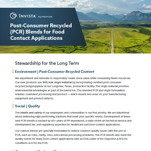 Post-Consumer Recycled (PCR) Blends for Food Contact Applications