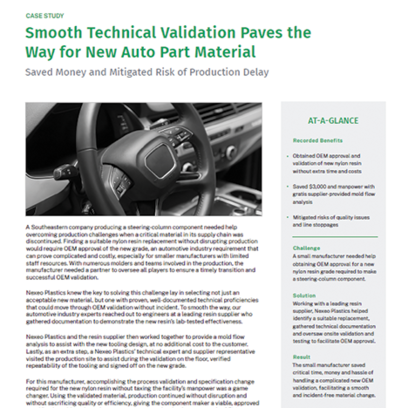 Smooth Technical Validation Paves the Way for New Auto Part Material