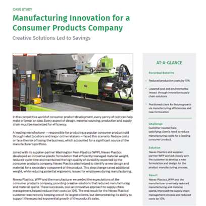 Manufacturing Innovation for a Consumer Products Company