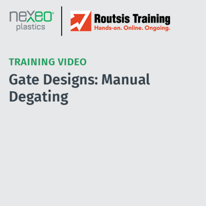 Gating styles and cavity fill strategy based on part geometry, tooling, and material.